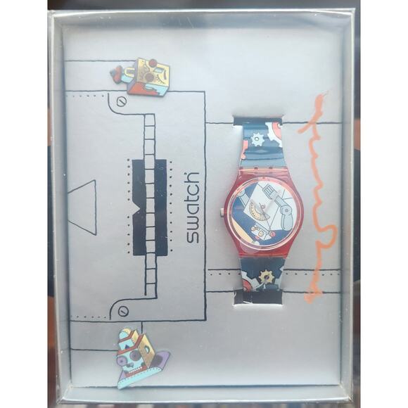 Swatch Watch ROBOBOY GR135PACK Steve Guarnaccia Box HAND SIGNED AUTOGRAPH NOS - Picture 13 of 14